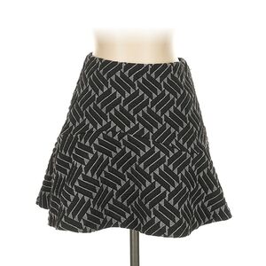 Aqua Black and White Geometric Skater Skirt